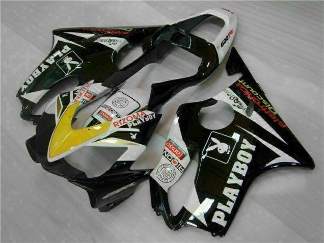 Amarelo Prata Preto Playboy Carenagem Moto CBR 600 F4i 2001-2003 Amarelo Prata Preto Playboy Carenagem Moto CBR 600 F4i 2001-2003