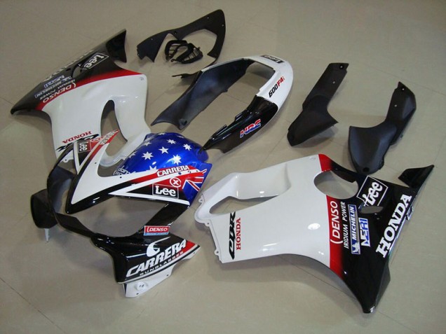 Branco Azul DENSO HRC Carrera Carenagem Moto CBR 600 F4i 2004-2007 Branco Azul DENSO HRC Carrera Carenagem Moto CBR 600 F4i 2004-2007