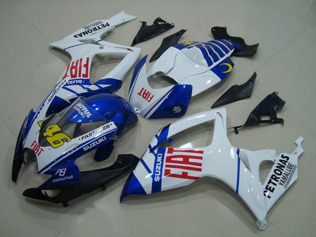 Branco Azul Fiat 46 Carenagem Moto GSXR 750 K6 2006-2007