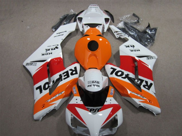Branco Laranja Repsol Carenagem Moto CBR 1000RR 2004-2005 Branco Laranja Repsol Carenagem Moto CBR 1000RR 2004-2005