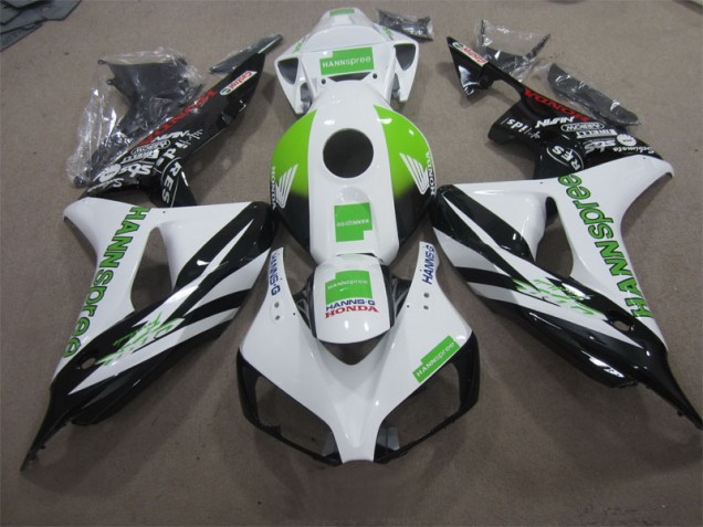 Branco Verde Hannspree Carenagem Moto CBR 1000RR 2006-2007 Branco Verde Hannspree Carenagem Moto CBR 1000RR 2006-2007