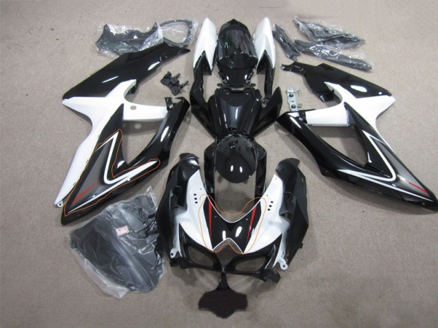 Preto Branco Abs Moto Plásticos GSXR 600 K8 2008-2010 Preto Branco Abs Moto Plásticos GSXR 600 K8 2008-2010