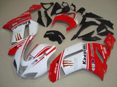 Vermelho & Branco Carenagem Moto ZX6R 2007-2008