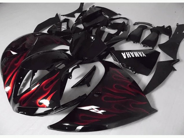 Vermelho Preto Chama Carenagem Moto R1 2012-2014 Vermelho Preto Chama Carenagem Moto R1 2012-2014